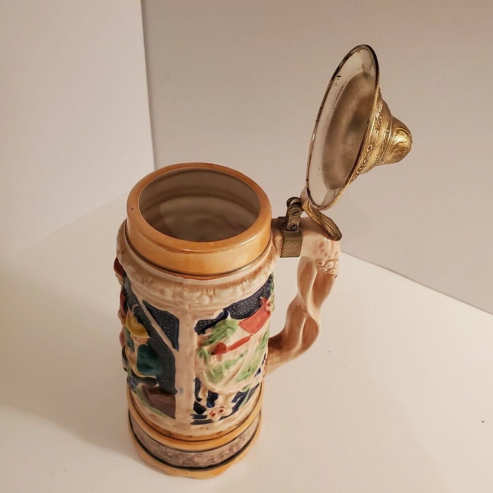 Oktoberfest Stein Music Box with Opening Metal Top with Hand painted Ceramic - Picture 2 of 5